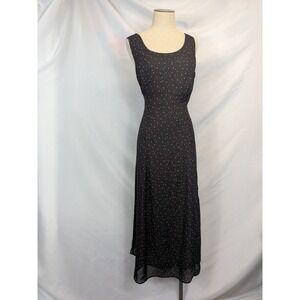 Danny & Nicole Black Floral Maxi Dress Size 14 Dark Romance Cottagecore Goth